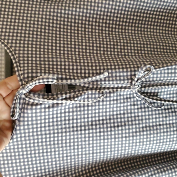 Adrianna Papell Blue White Gingham Top With Ties Size L NWT'S - Picture 4 of 10